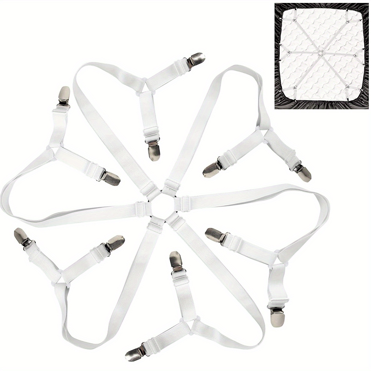 Adjustable 6 Way Cross Bed Sheet Clips for Secure Fit