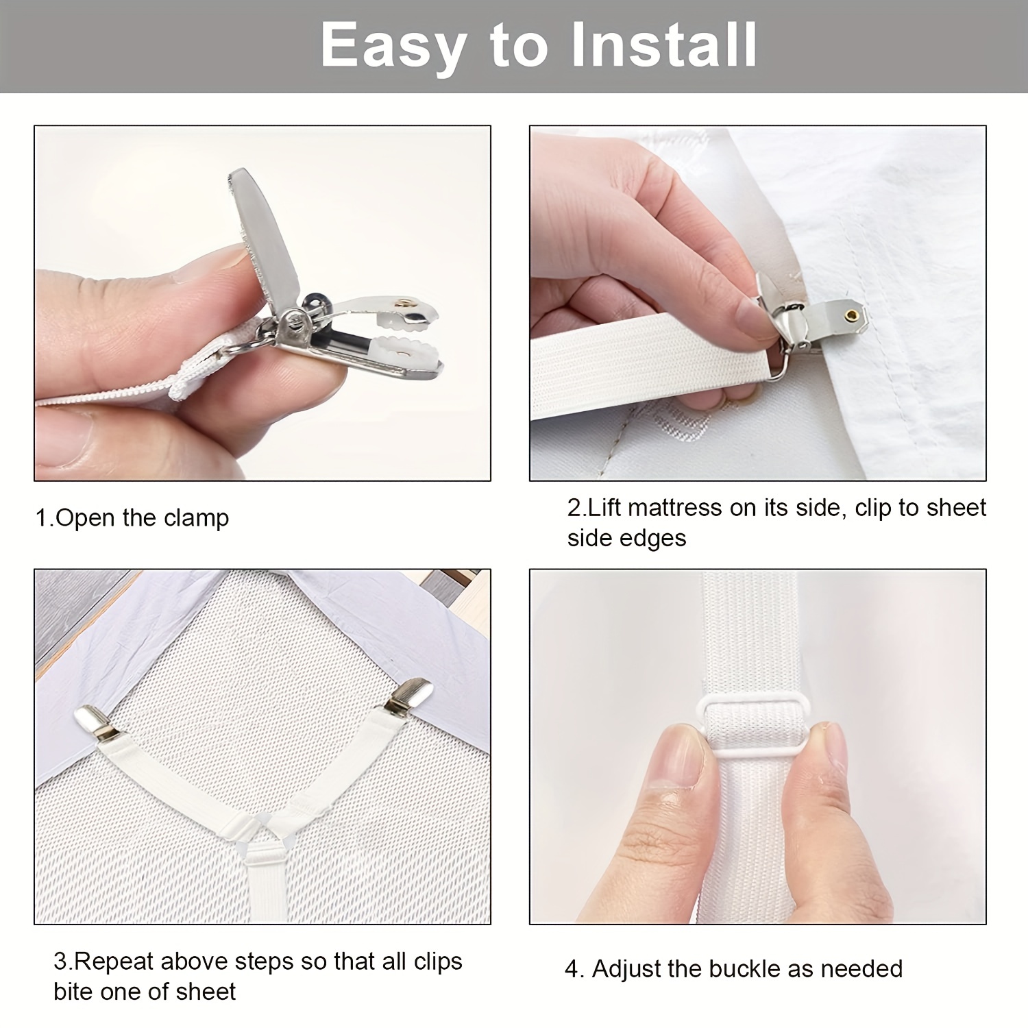 Adjustable 6 Way Cross Bed Sheet Clips for Secure Fit
