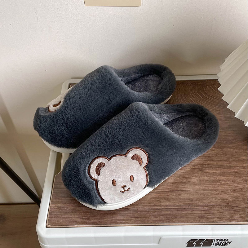 Soft Plush Cozy House Slippers Anti Skid Slip Bear Head Design