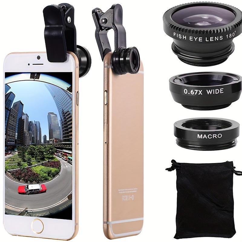 

Phone Fisheye Lens, 3 In 1 Wide Angle Fish Eye Macro Lenses For Mobile Phone Universal Clip Wide Angle + Macro + Fisheye 3-in-1 Lens Safety Glasses, Cell Phone Lens Magnifier 180 Degrees Fisheye Wide