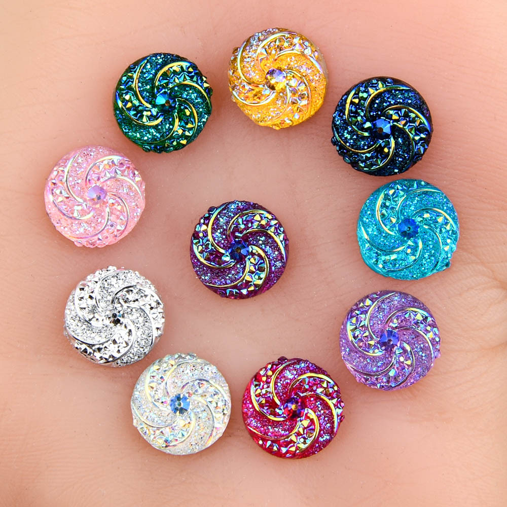 Colorful Round Whirlwind Pattern Flat Back Resin Charms For - Temu
