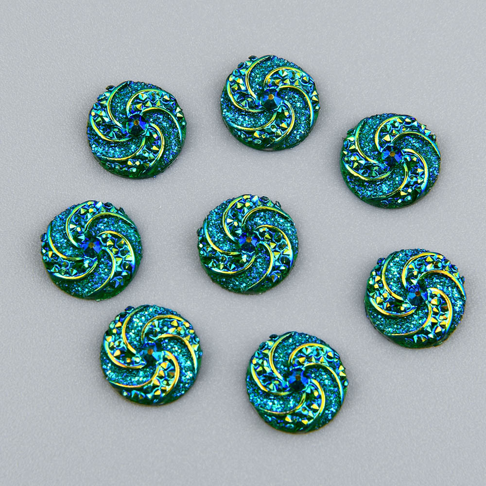 Colorful Round Whirlwind Pattern Flat Back Resin Charms For - Temu