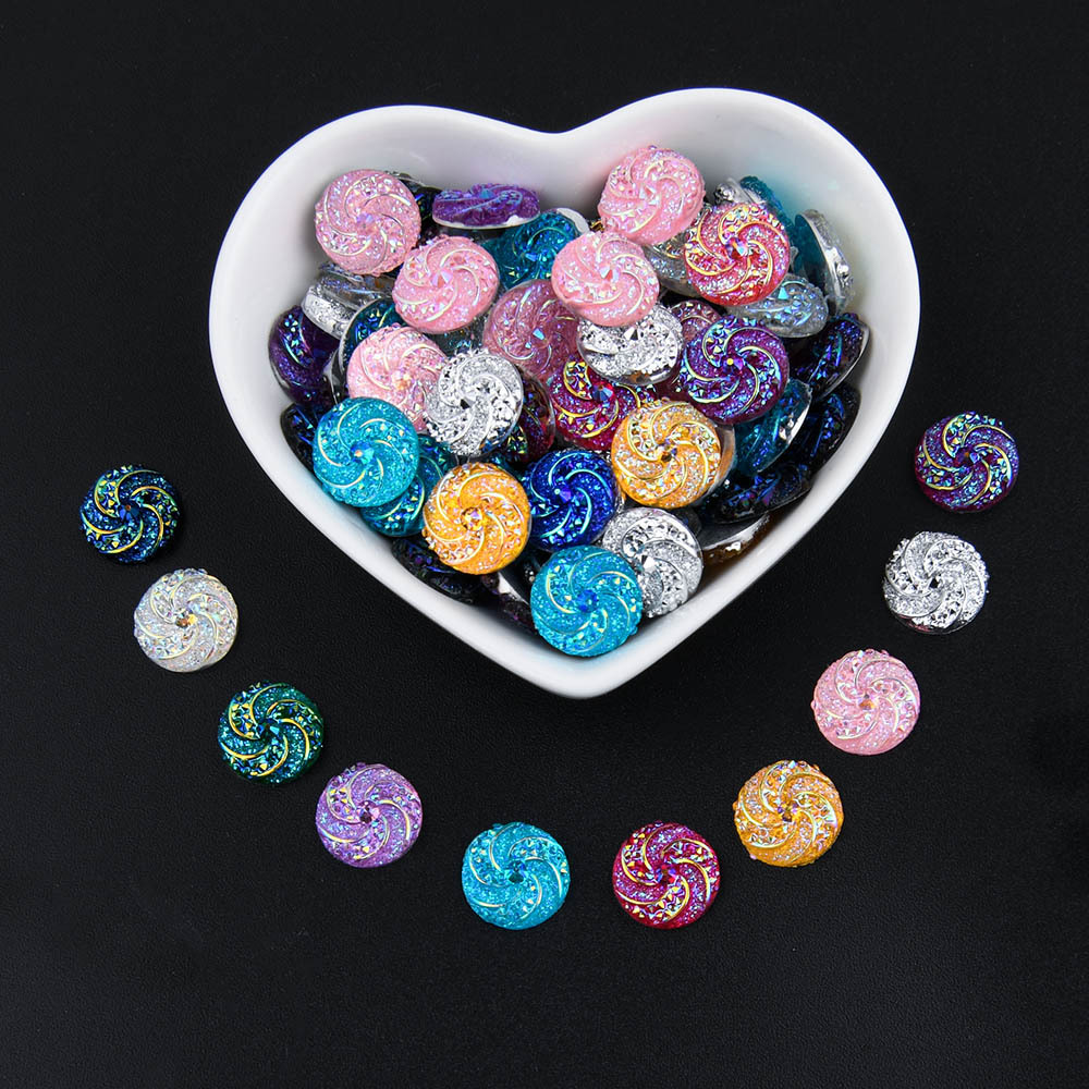 Colorful Round Whirlwind Pattern Flat Back Resin Charms For - Temu