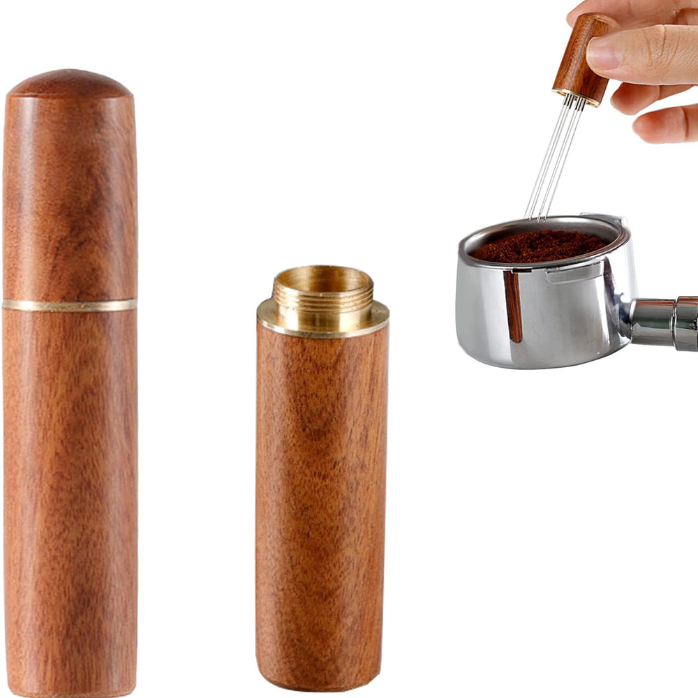 6 Needles Coffee Stirrers Natural Wood Handle Stainless Steel Coffee  Distributor Needle