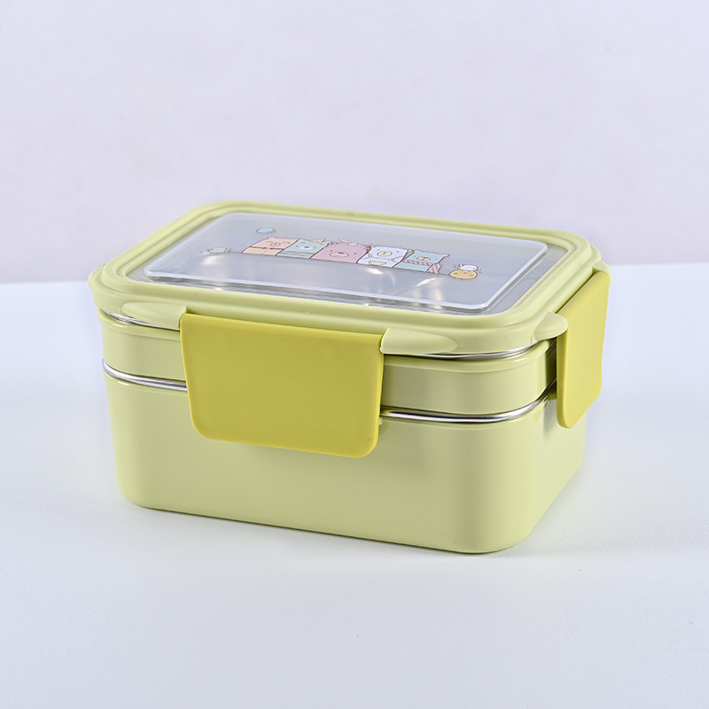 Multi-layer Cartoon Square Portable Lunch Box, Dishwasher Safe