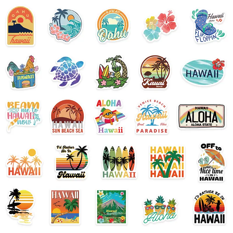 50pcs Autocollants De Voyage À Hawaii Cartoon Décoration - Temu Belgium