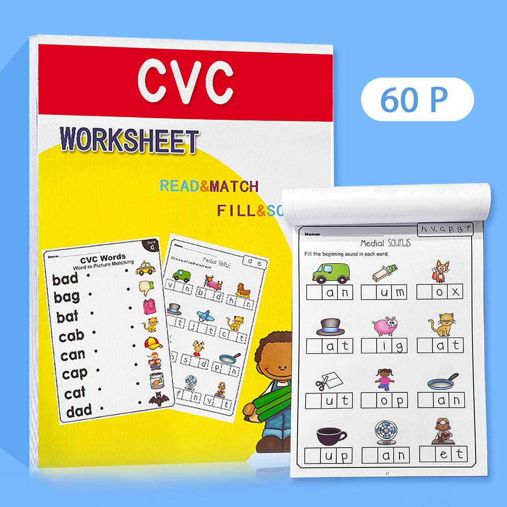 LACHILLY CVC Words Phonics Workbook for Youngsters - 60-Page Read & Match Learning Book with Fun Illustrations, Reinforced Skills & Parent Guide to Support English Language Arts, Phonics Practice Book | Playful Illustrations | Reinforced Skills
