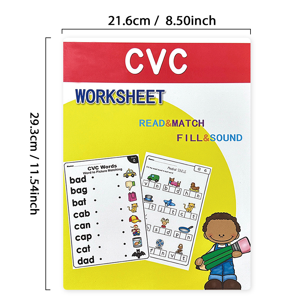 LACHILLY CVC Words Phonics Workbook for Youngsters - 60-Page Read & Match Learning Book with Fun Illustrations, Reinforced Skills & Parent Guide to Support English Language Arts, Phonics Practice Book | Playful Illustrations | Reinforced Skills