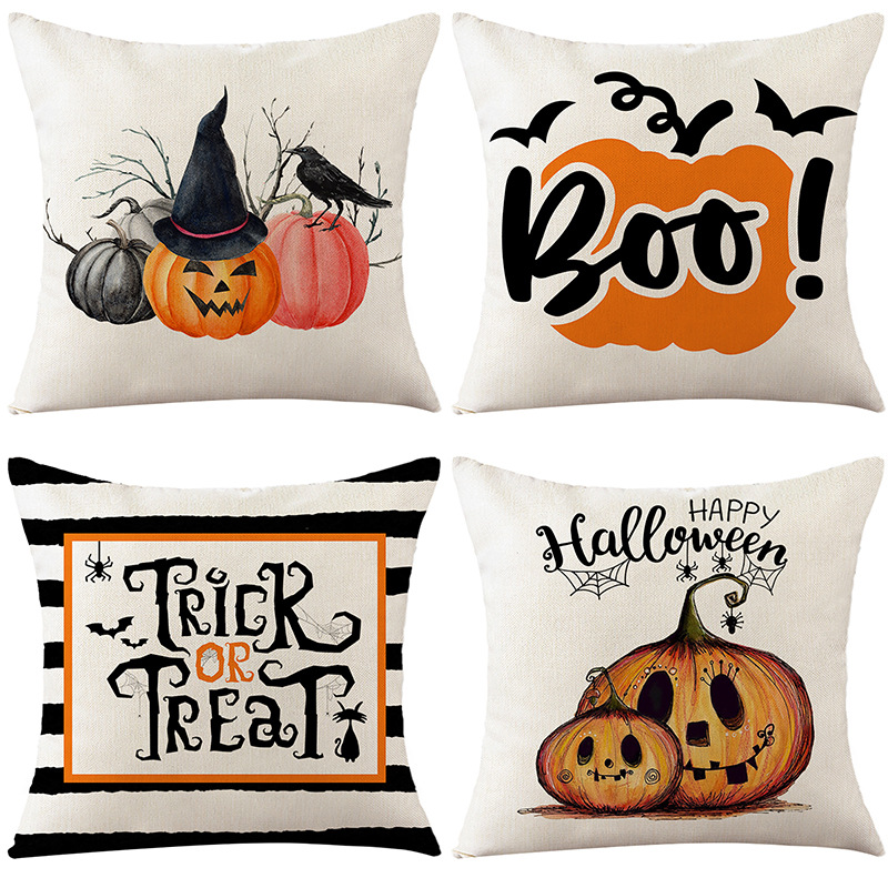 RioGree Halloween Decorations Pillow Covers 18x18 Set of 4 for Halloween  Decor Indoor Outdoor, Party Supplies Farmhouse Home Decor Throw Pillows  Cover