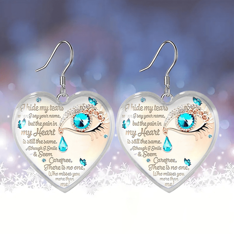Girl's Trendy Dangle Pendant Earrings With Sapphire Eyes Pattern With Heart-shaped  Glass Decor, Exquisite Kid Ear Accessory Jewelry Ornament For Daily Wear  For Banquet Party Children's Day Birthday Anniversary Gift - Temu