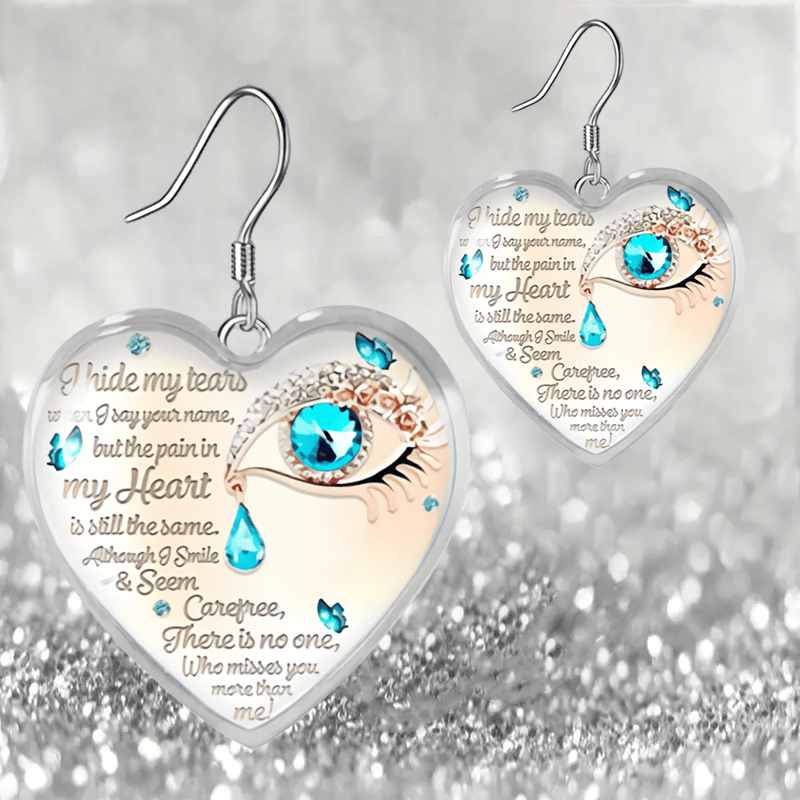 Girl's Trendy Dangle Pendant Earrings With Sapphire Eyes Pattern With Heart-shaped  Glass Decor, Exquisite Kid Ear Accessory Jewelry Ornament For Daily Wear  For Banquet Party Children's Day Birthday Anniversary Gift - Temu