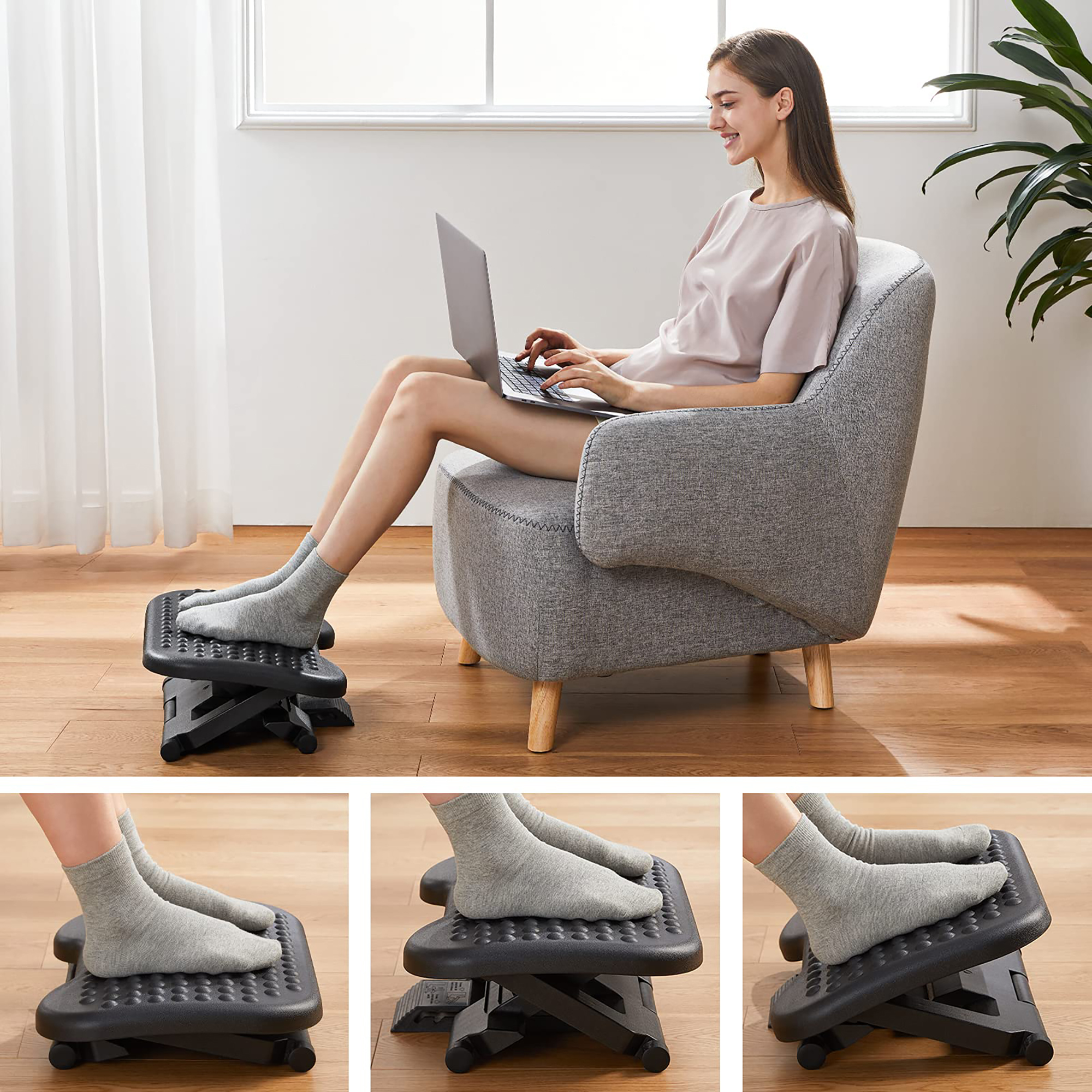 Massage Foot Rest For Under Desk - Adjustable Foot Stool For Home And Office  Use - Temu