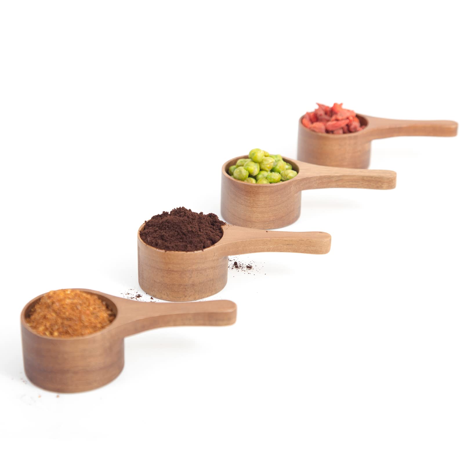 4Pcs Wooden Measuring Spoon Set Kitchen Measuring Spoons Tea Coffee Scoop  Wood Sugar Spice Spoon Measuring