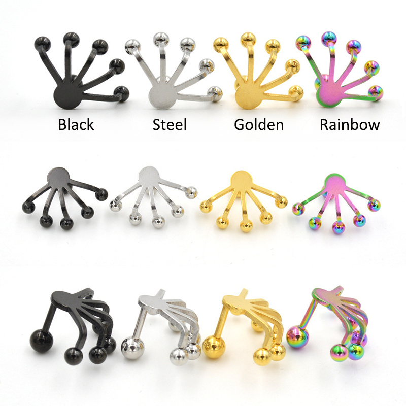 8pcs Stainless Steel Claw Stud Earrings for Men