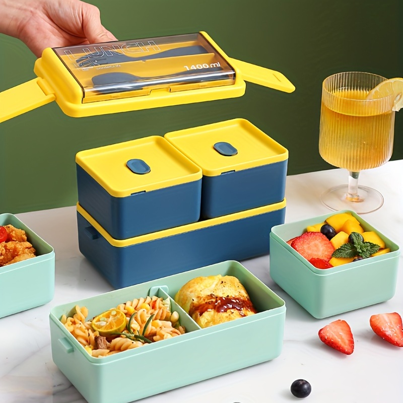 Double-layer Lunch Box, Square Divided Microwave Oven Bento Box, Leakproof  Food Container, For Teenagers And Workers At School,canteen, Back School -  Temu