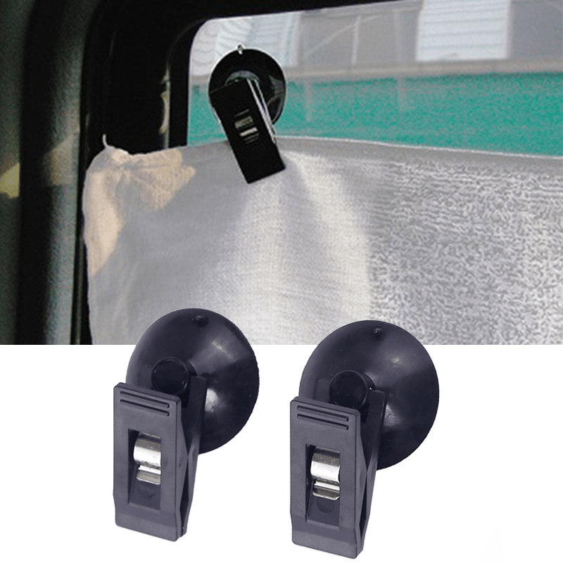

1 Pair Car Interior Window Clip Mount Suction Cap Clip Plastic Sucker Removable Holder For Sunshade Curtain Towel Ticket