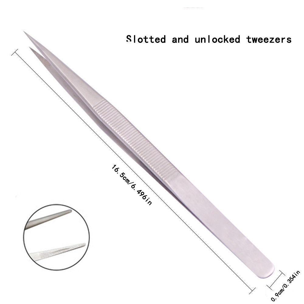 Jewelry Tweezers Professional Slotted Stainless Steel Tweezers Multipurpose  Tweezers for DIY Diamond Gem Jewelry 