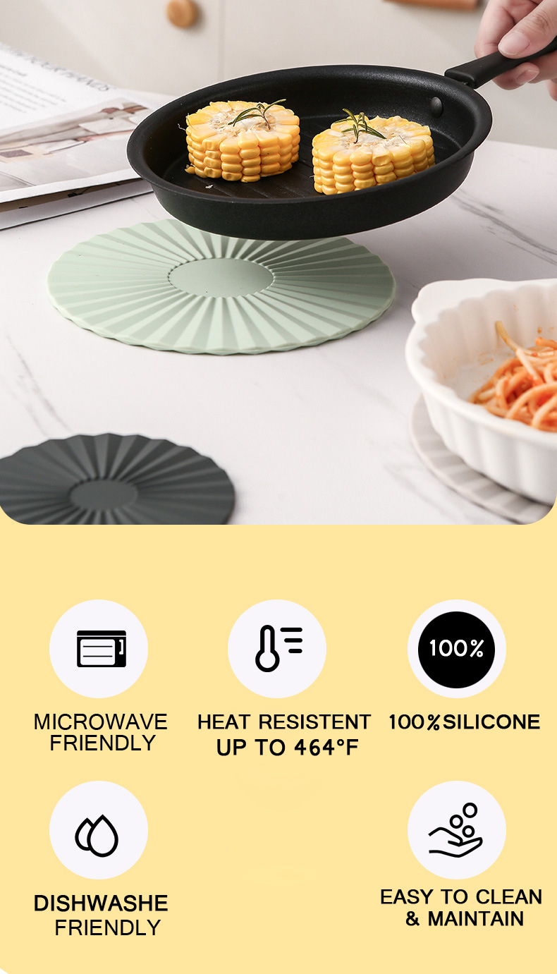 1 Silicone Trivets for Hot Dishes - Durable and Colorful Pot Holders, Heat Resistant Mats for Countertop, Hot Pads, Modern Multi-Purpose Trivet Mats