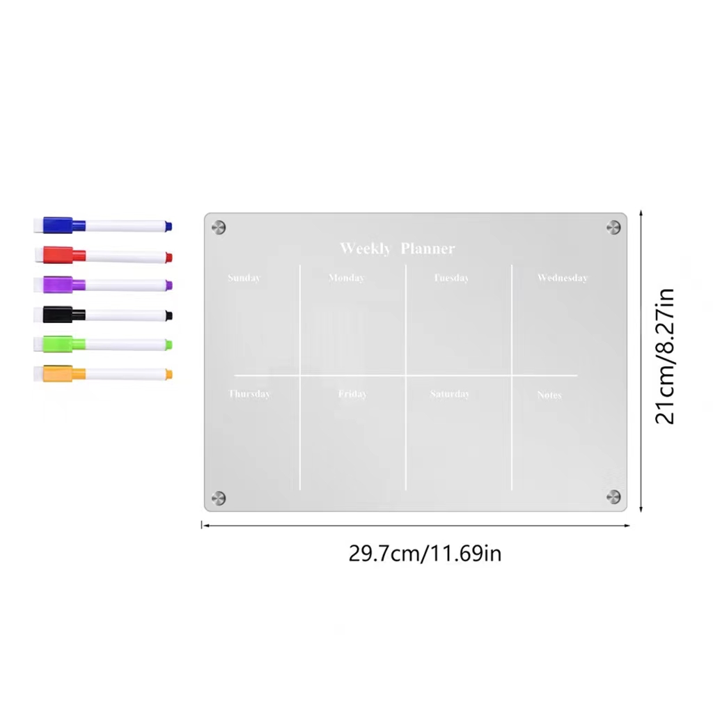 Calendrier de réfrigérateur magnétique en acrylique, marqueur ultra clair,  calendrier de réfrigérateur pour l'organisation de