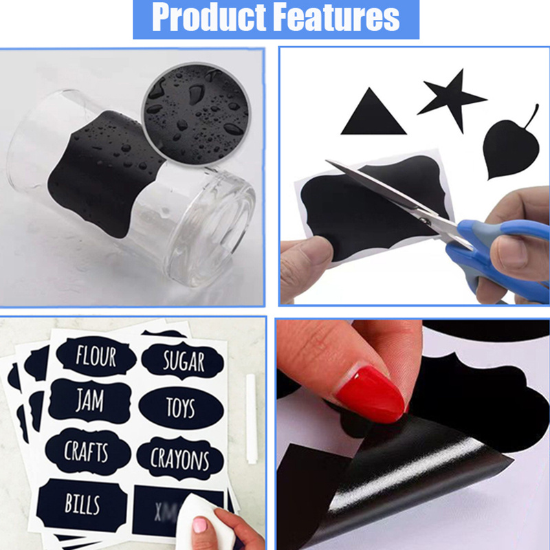 20-100pcs/Set Chalkboard Labels Spice Sticker Organizer Label for Household  Kitchen Jars Bottles Blackboard Stickers with Pen