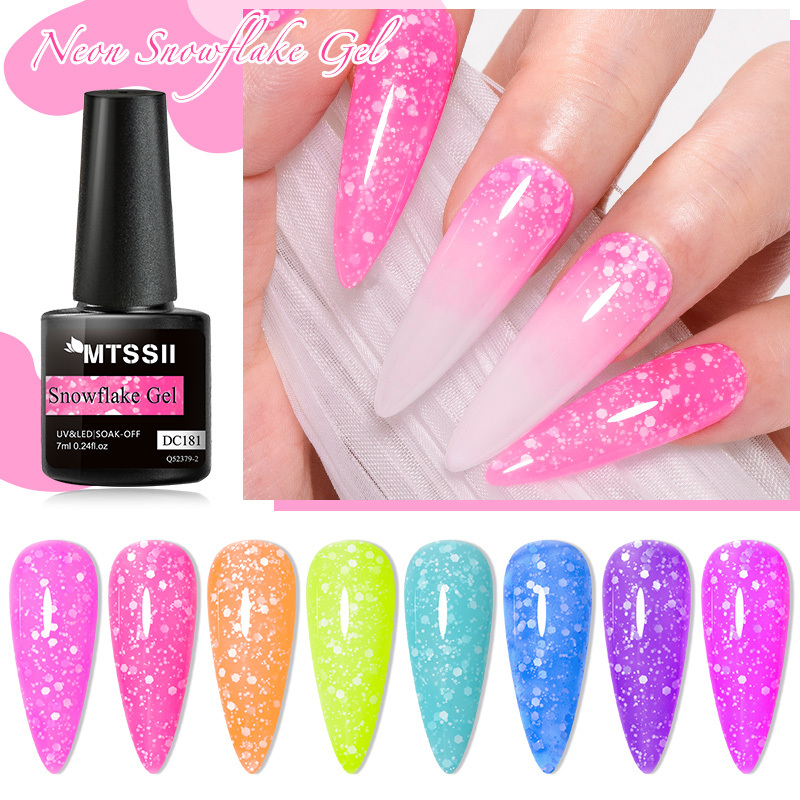 Mtssii Neon Snowflake Gel Nail Polish Uv Led Semi Permanent - Temu