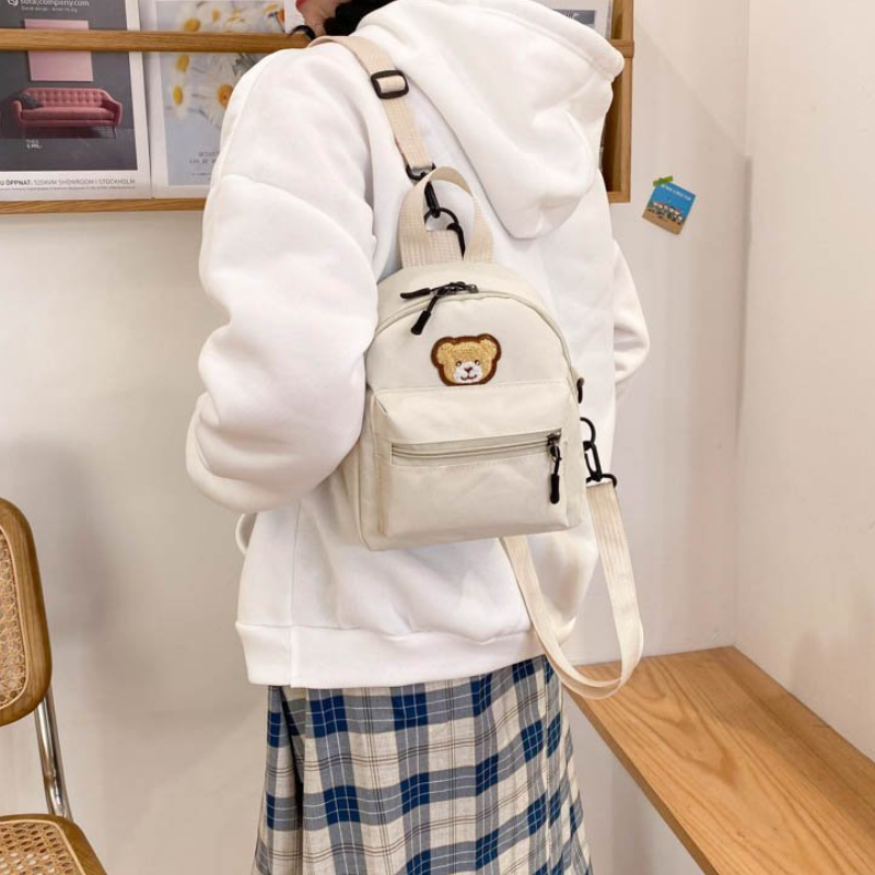 1pc Khaki Cartoon Bear Backpack, 2023 New, Cute Fashionable Casual