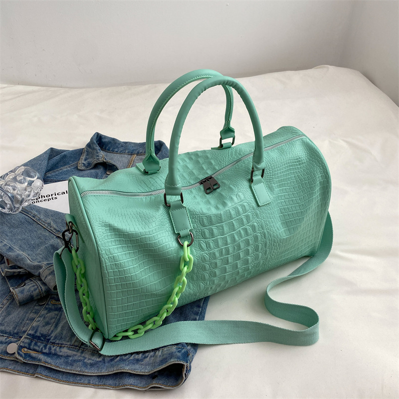 Mint Green Leather Duffle Bag