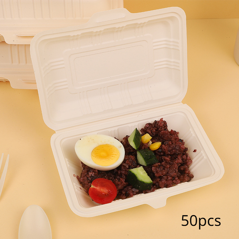 10pcs 1000ml Disposable Lunch Box Microwave Paper Bento Box Meal