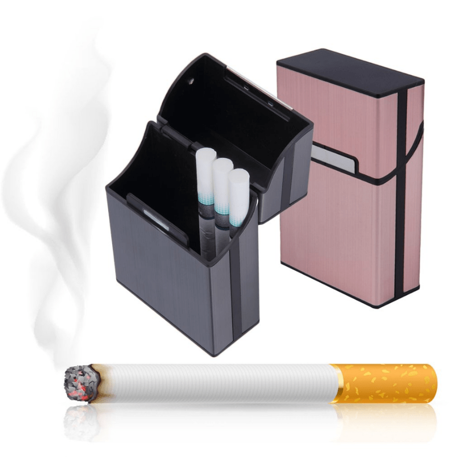 3 Piezas Portátil Caja de Cigarrillo, Funda de Aluminio con la magnétic  Plastico Pitilleras para Hombre Mujer Caja Cigarrillo para 20