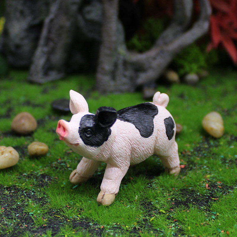 Miniature Pig Family Resin Ornaments, Mini Animal Statue, Bonsai