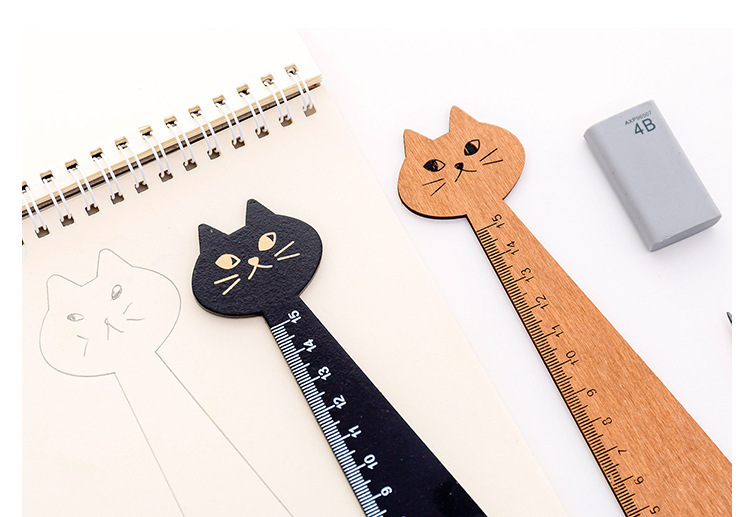 Cartoon Colorful Cat Wooden Ruler Fresh Classroom Drawing - Temu