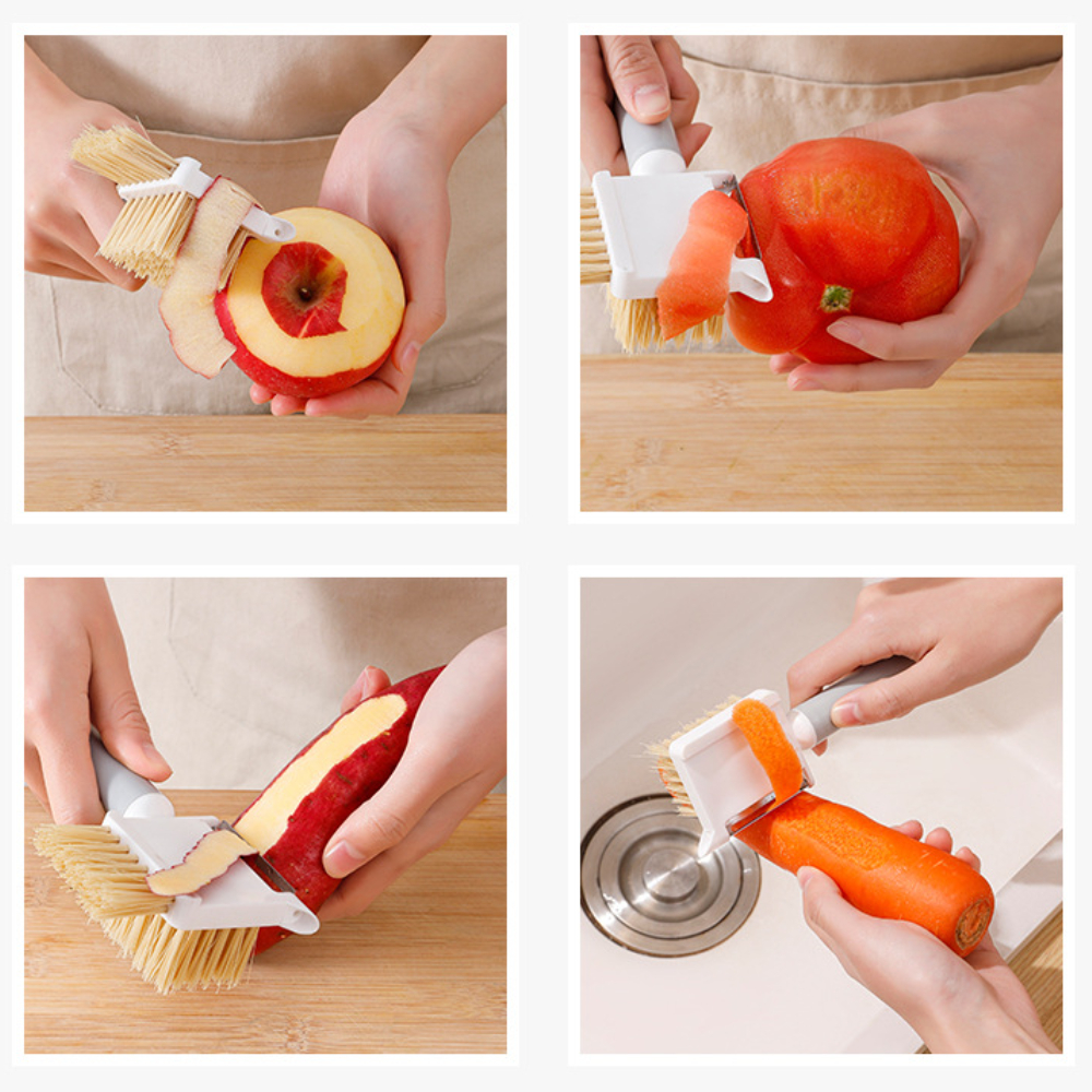 Multifunctional Cleaning Brush For Vegetables And Fruits, With Peeler,  Kitchen Gadgets