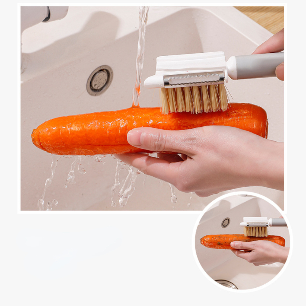 1pc Multi-functional Vegetable & Fruit Cleaning Brush, Kitchen Gadget, With  Hanging Hook