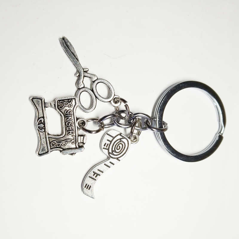1pc Tailor Clothing Designer Keychain, Tape Measure Sewing Machine Scissors  Manual DIY Keychain