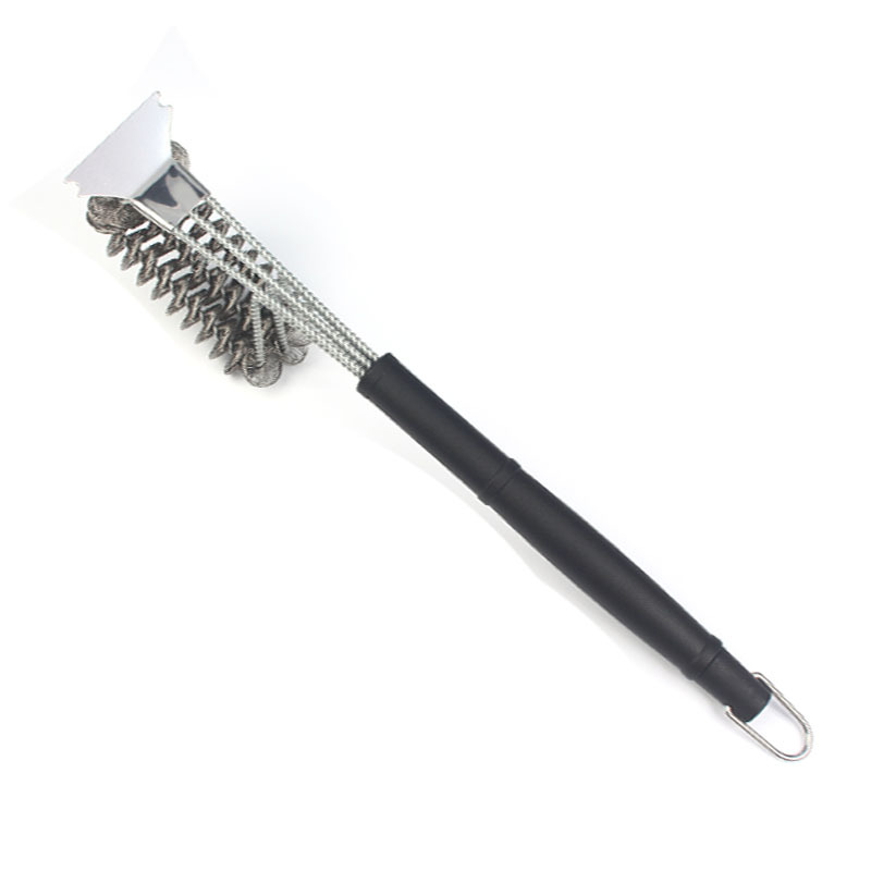 Stainless Steel BBQ Grill Brush with Scraper, Bristle Free, 18