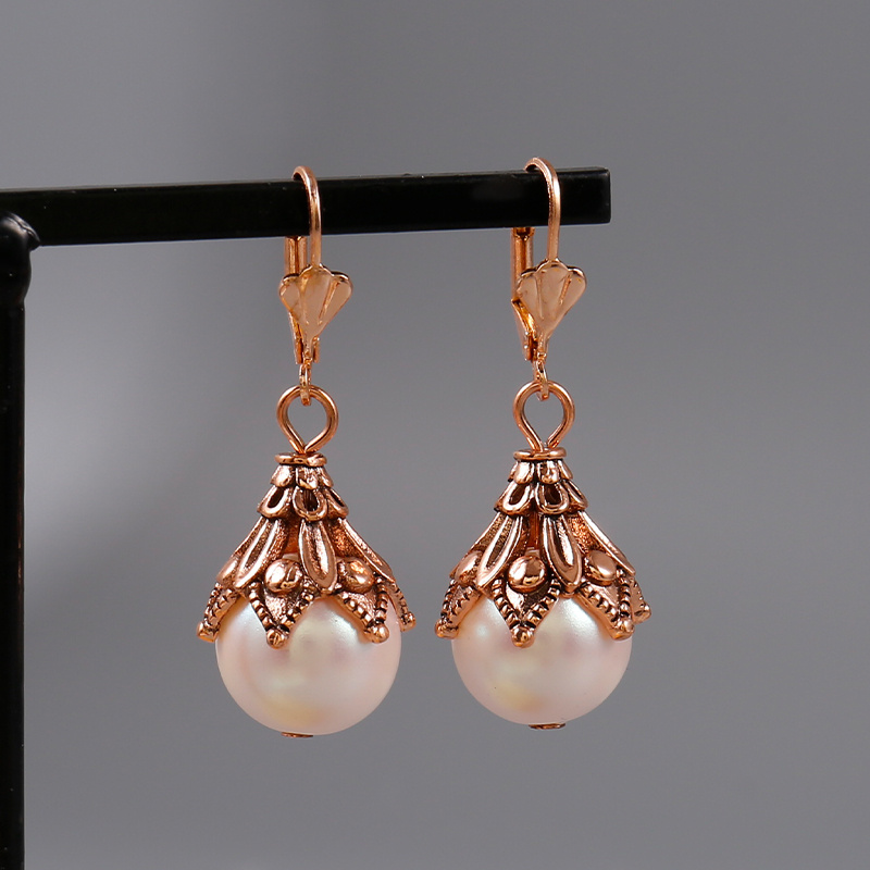 Faux Pearl Decor Ganci Orecchini Elegante Stile Semplice - Temu Italy