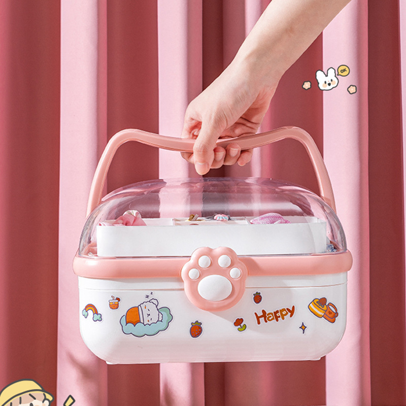 1pc Cute Cartoon Style Storage Box, Children's Hair Accessories Storage  Box, Large Capacity Transparent Jewelry Case, Hairpin Rubber Band Finishing  Or