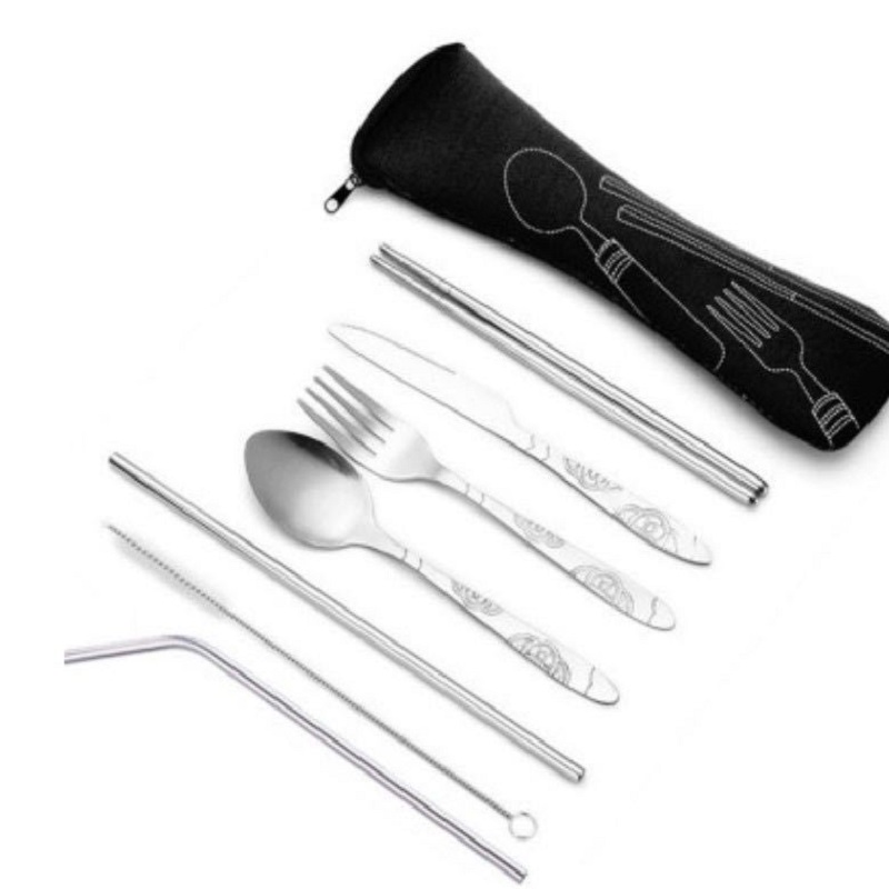 Dinnerware Portable Printed Stainless Steel Spoon Fork Steak - Temu