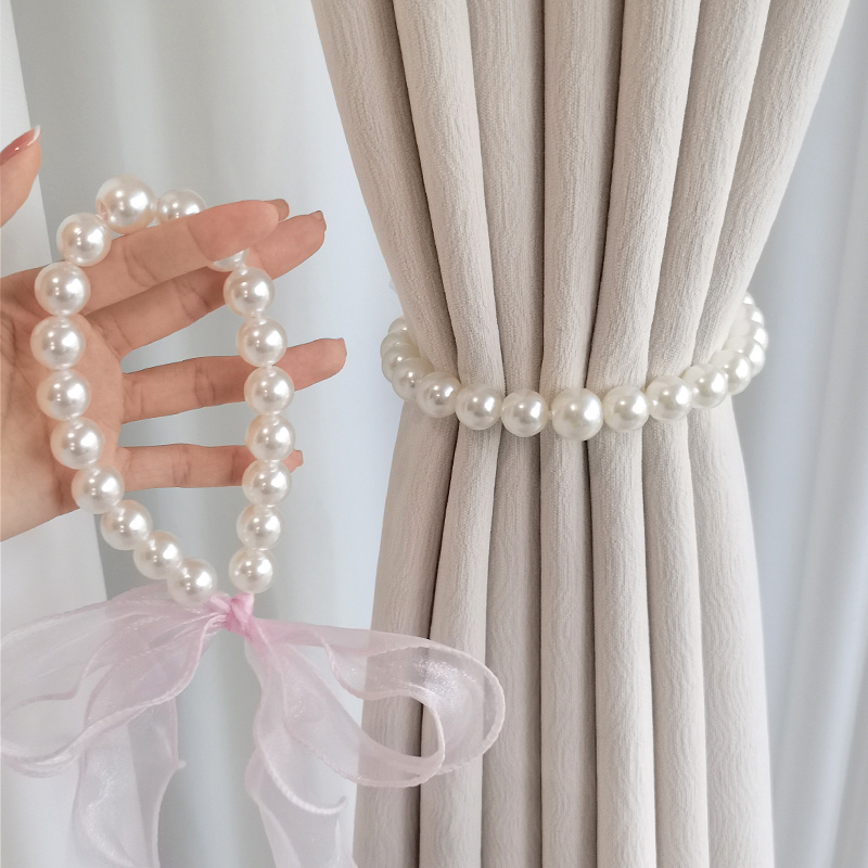 1pc Faux Pearl Decor Curtain Holdback