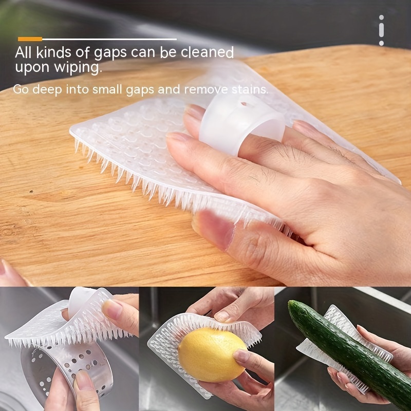 Multifunctional silicone fruit and vegetable cleaning brush sink gap