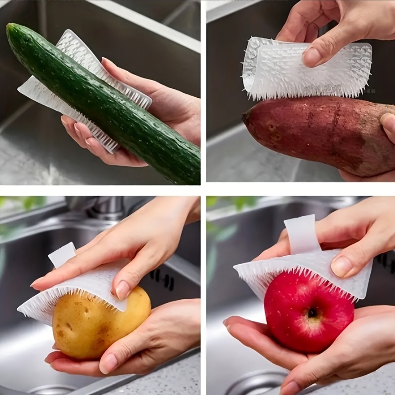 1pc Multifunctional Flexible Plastic Kitchen Fruit & Vegetable Cleaning  Brush For Cleaning Potatoes, Yams And Other Root Vegetables