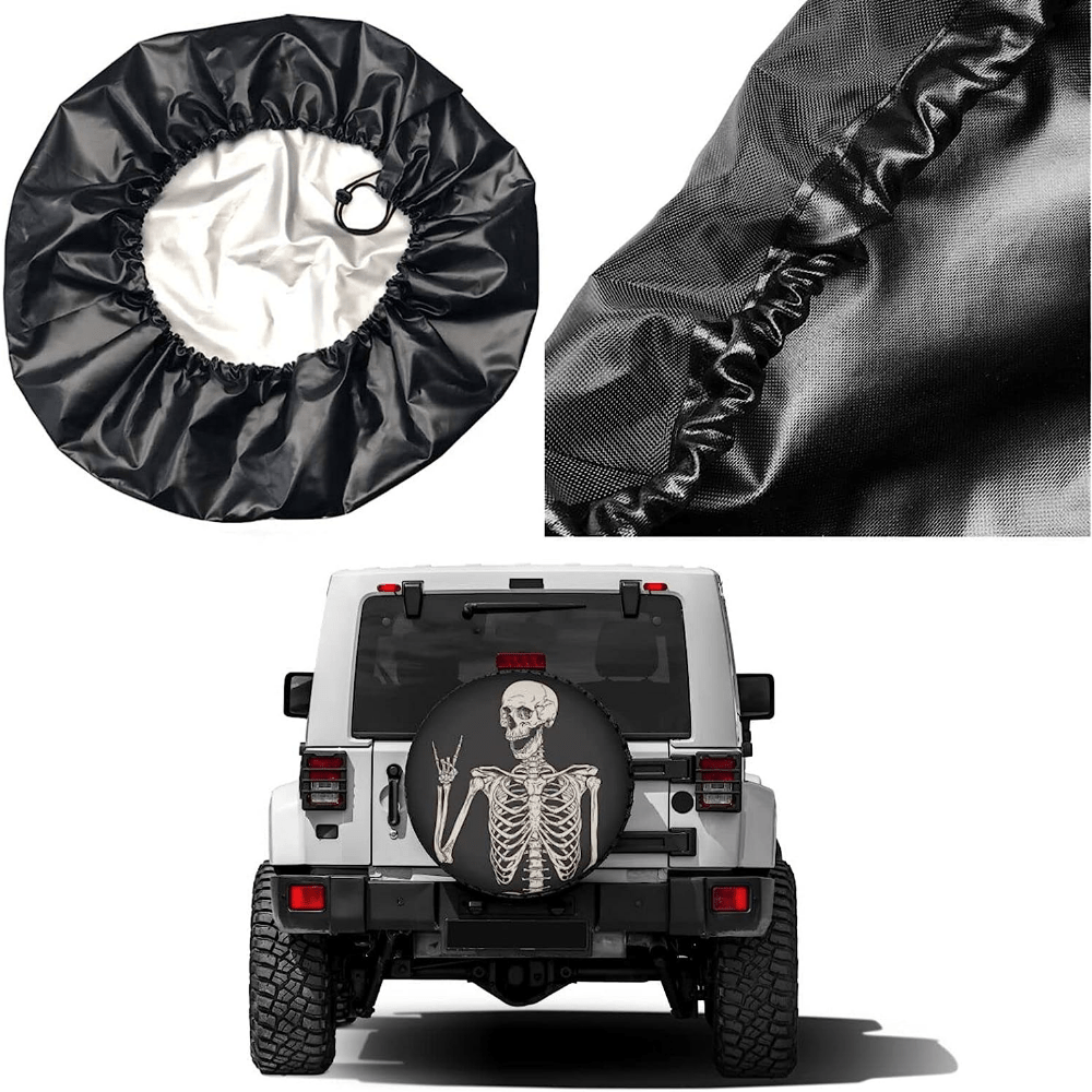 Rock And Roll Skull Skeleton Spare Tire Cover, Universal Wheel Tire Cover  Dust-proof Tire Protectors For Trailer, Rv, Van, Suv, Truck, Camper Temu  United Arab Emirates