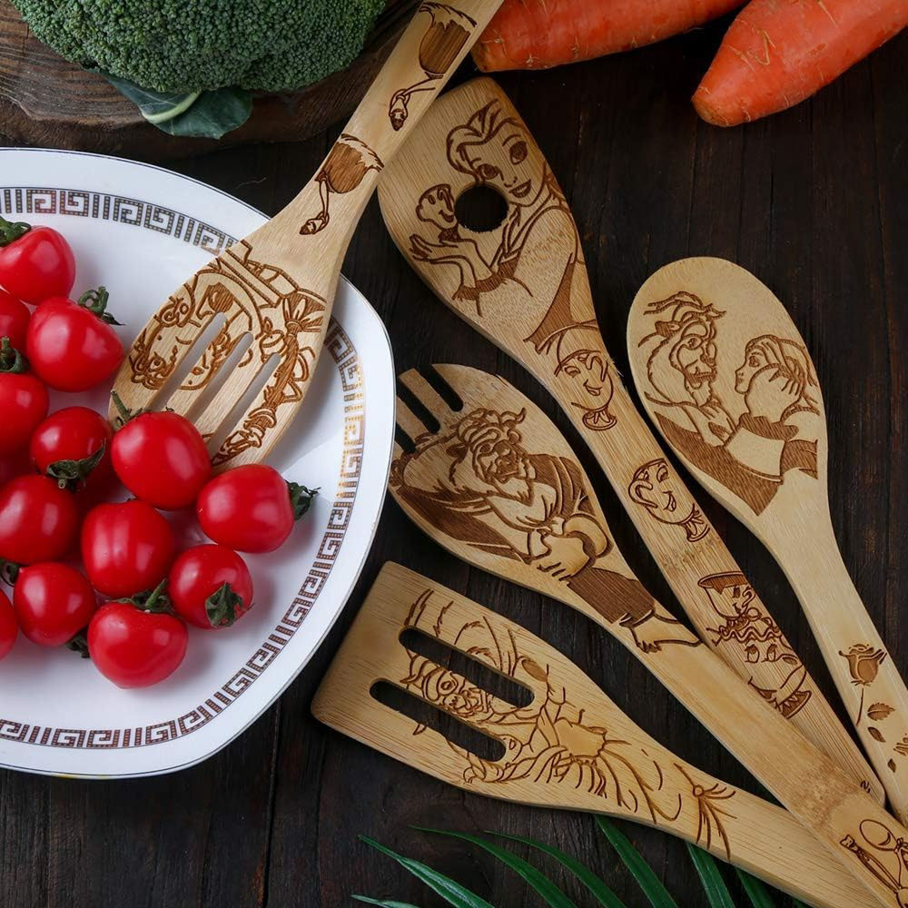 Bamboo Ladles, Wooden Spoons Utensils, Bamboo Cooking Utensils Carve Burned  Wooden Spoon, Slotted Spatulas, Funny Kitchen Gadgets Non-stick Cookware  For Housewarming Gifts, Kitchen Tools, Kitchen Supplies - Temu Germany