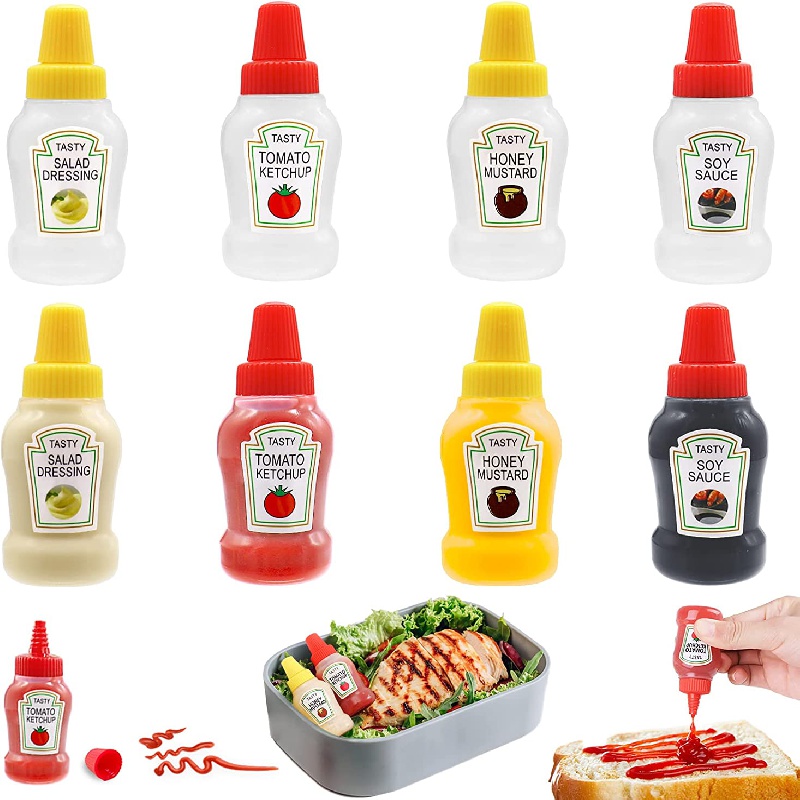 6-pack Premium Plastic Condiment Squeeze Squirt Bottles for Sauces