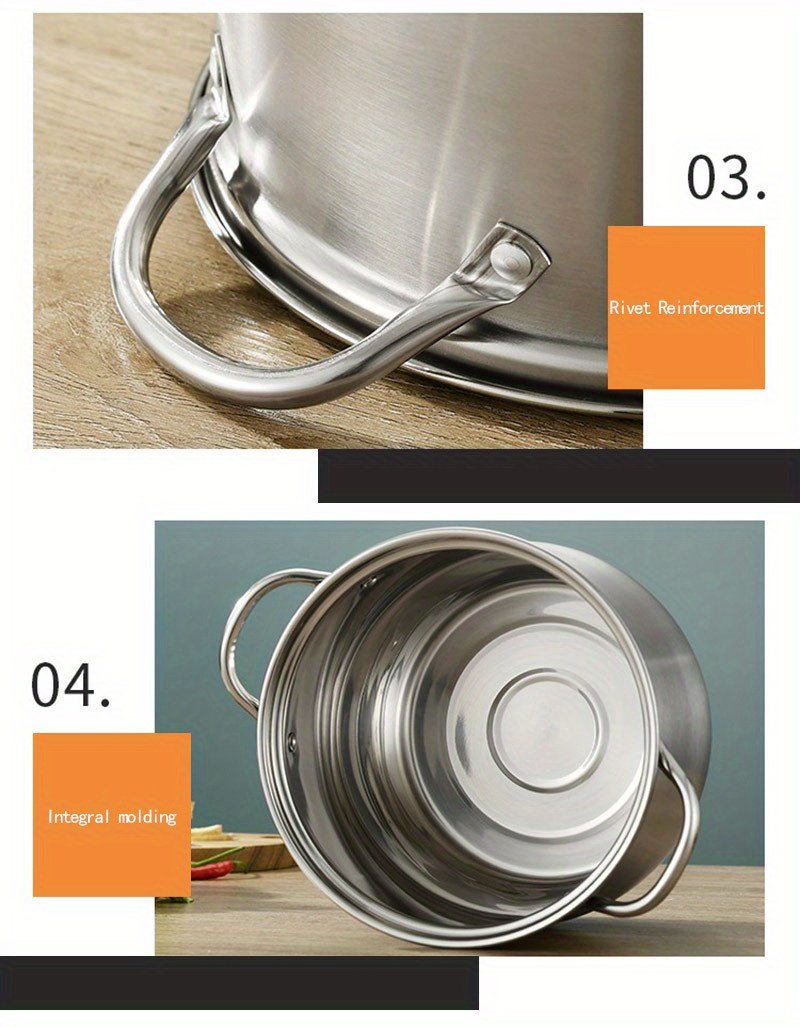 Large Stainless Steel Stock Pot - Perfect For Soups, Stews, And More -  Durable And Easy To Clean - Essential Kitchen Gadget And Accessory - Temu