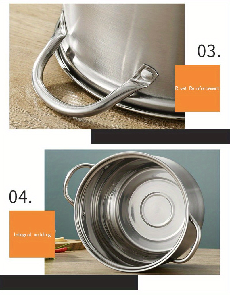 Large Stainless Steel Stock Pot - Perfect For Soups, Stews, And More -  Durable And Easy To Clean - Essential Kitchen Gadget And Accessory - Temu  Malaysia