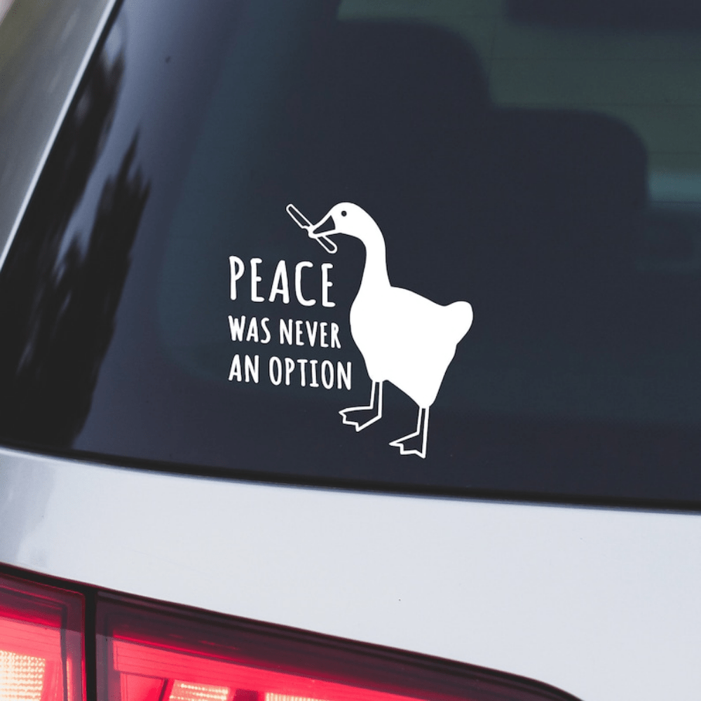 Goose With Knife Untitled Goose Game Sticker Vinyl Car Bumper Decal 