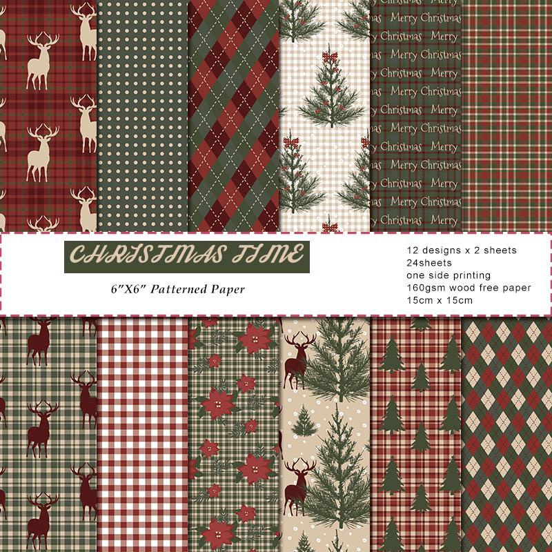 Patterns Christmas Craft Paper  Scrapbook Paper Pad Christmas - Craft 6  Vintage - Aliexpress