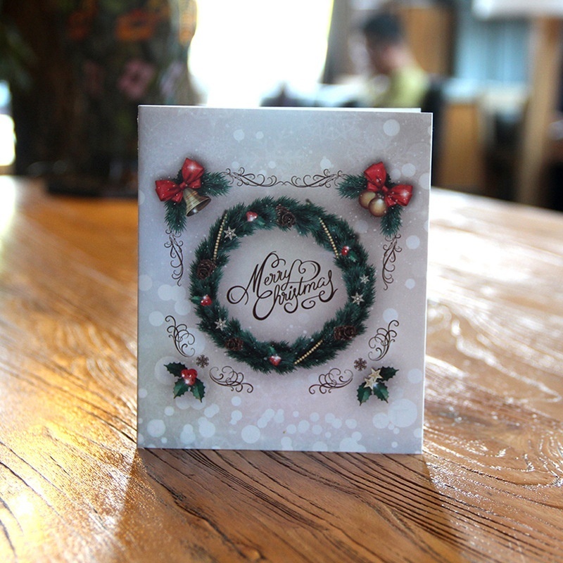 3D Merry Christmas Tree Greeting Cards Postcards Birthday Gift