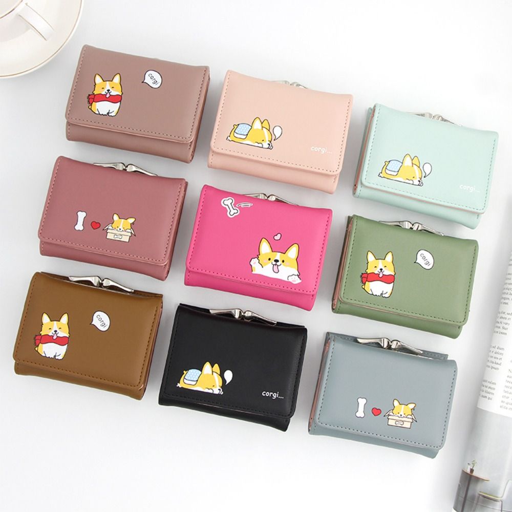 Women Kawaii Corgi Dog Wallets Pocket Purse Girls Card Holder